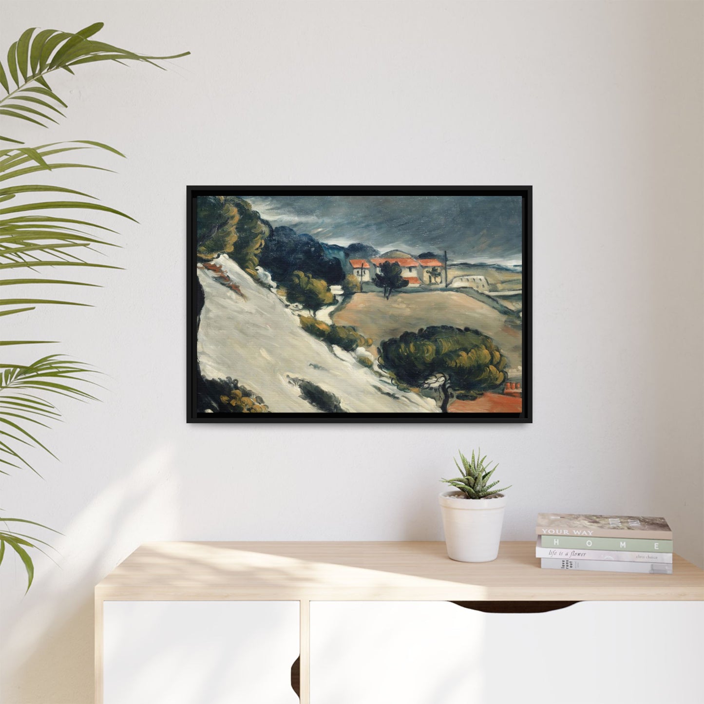 Cézanne, Paul - L’Estaque, Melting Snow (1870) - Matte Canvas, Framed
