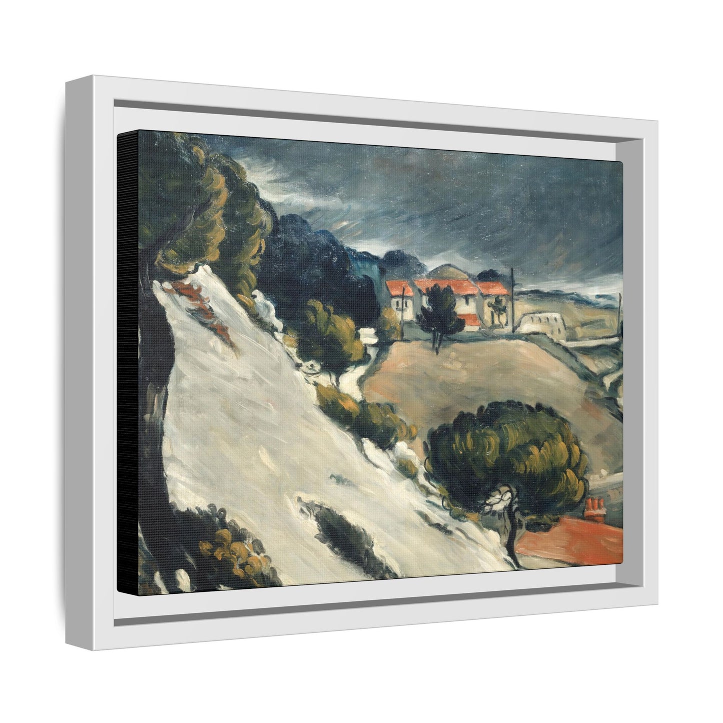 Cézanne, Paul - L’Estaque, Melting Snow (1870) - Matte Canvas, Framed