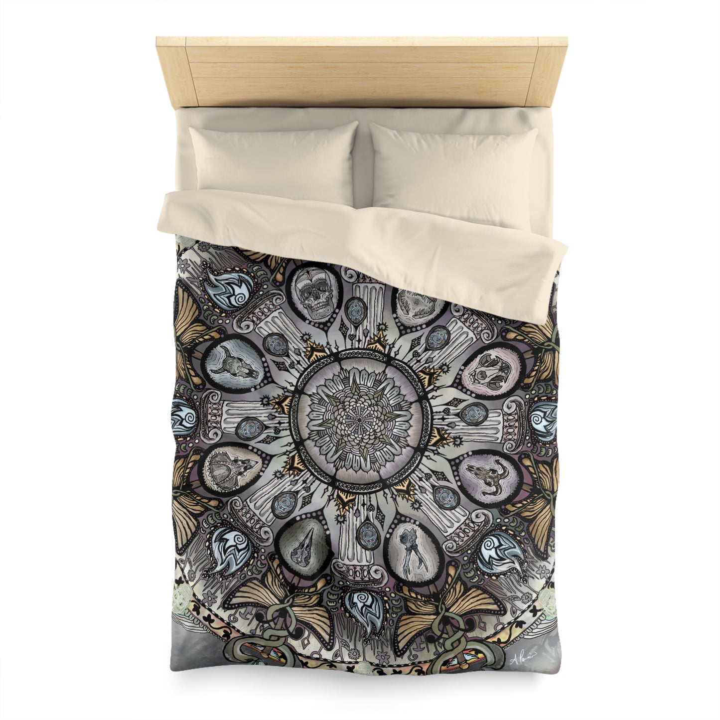 Pacio, Adam - Memento Mori Mandala - Microfiber Duvet Cover