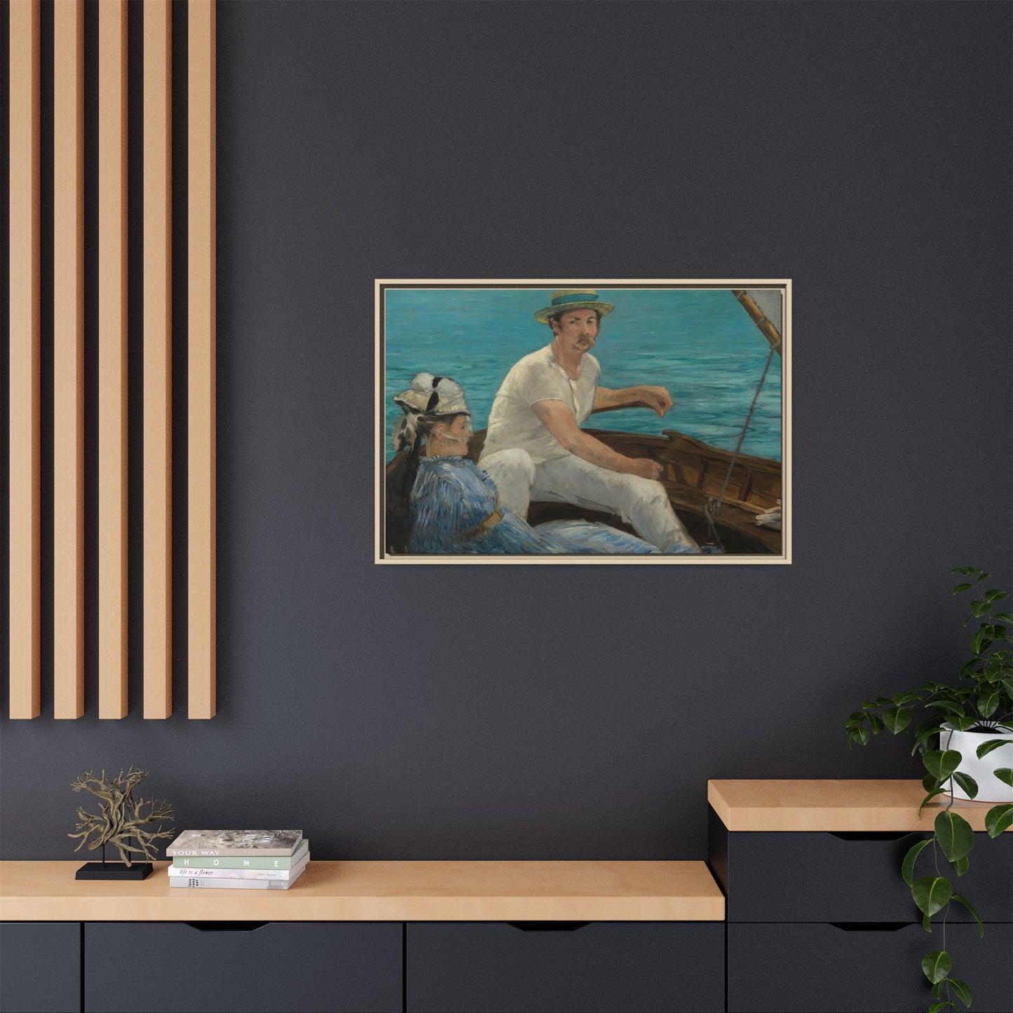 Manet, Édouard - Boating (1874) - Matte Canvas, Framed