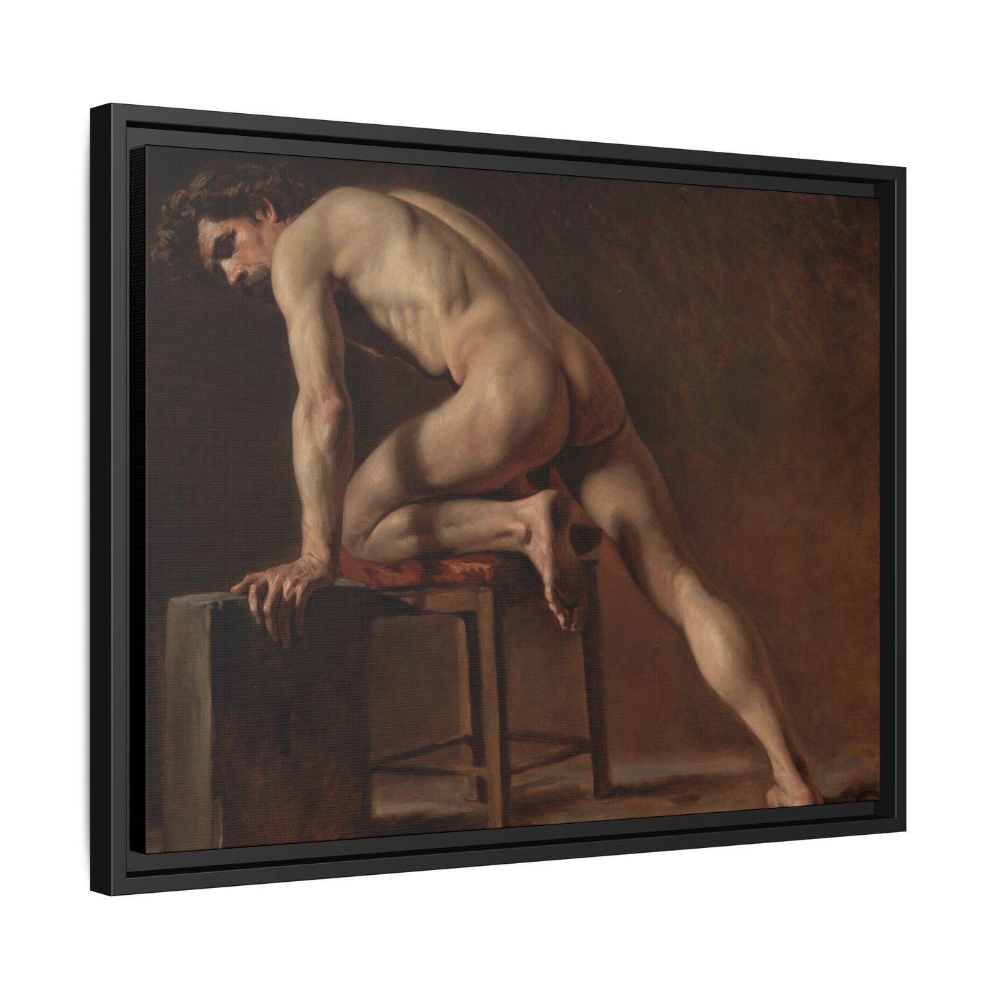 Courbet, Gustave - Study of a Nude Man (1840) - Matte Canvas, Framed