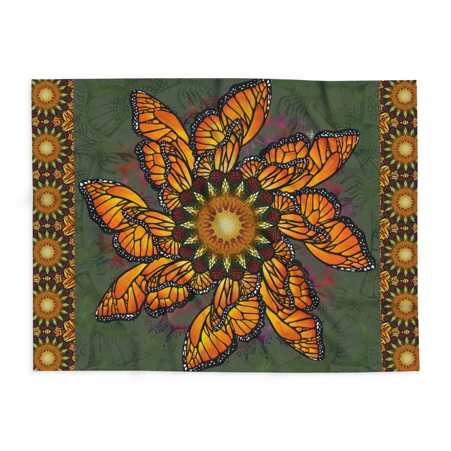 Pacio, Adam - Monarch Butterfly Mandala - Arctic Fleece Blanket