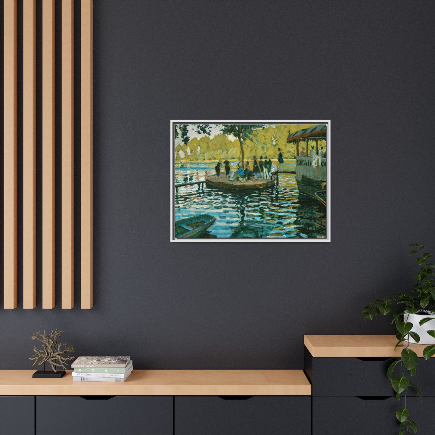 Monet, Claude - La Grenouillere (1869) - Matte Canvas, Framed