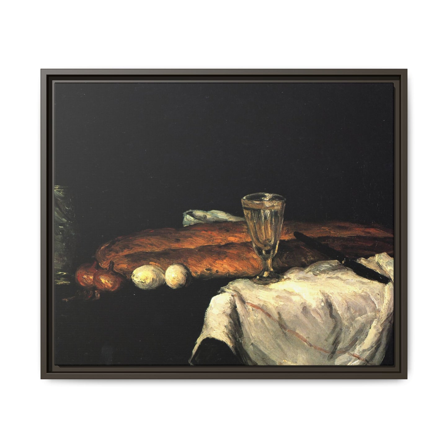 Cézanne, Paul - Still Life with Bread and Eggs (1865) - Matte Canvas, Framed