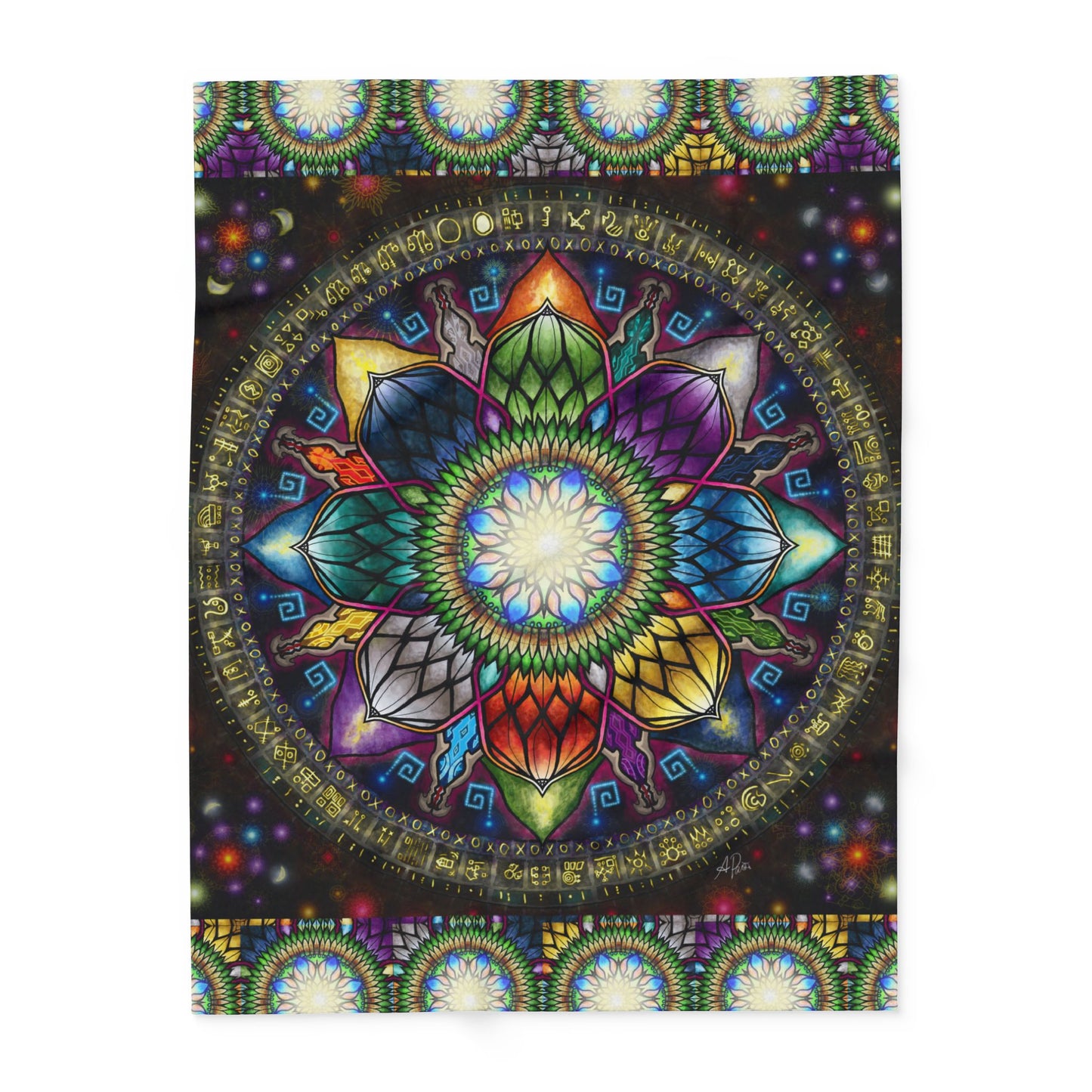 Mystic Jewel Mandala - Arctic Fleece Blanket