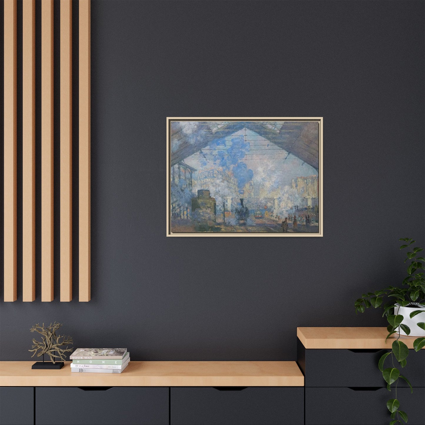 Monet, Claude - Le Gare Saint-Lazare (1877) - Matte Canvas, Framed