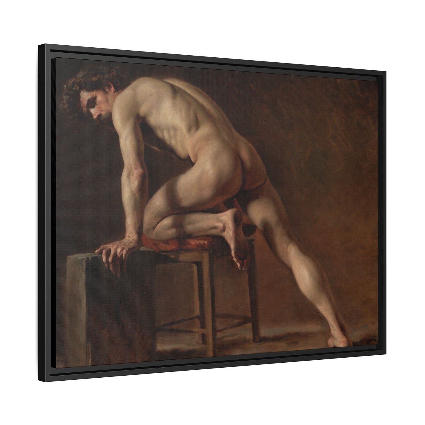 Courbet, Gustave - Study of a Nude Man (1840) - Matte Canvas, Framed