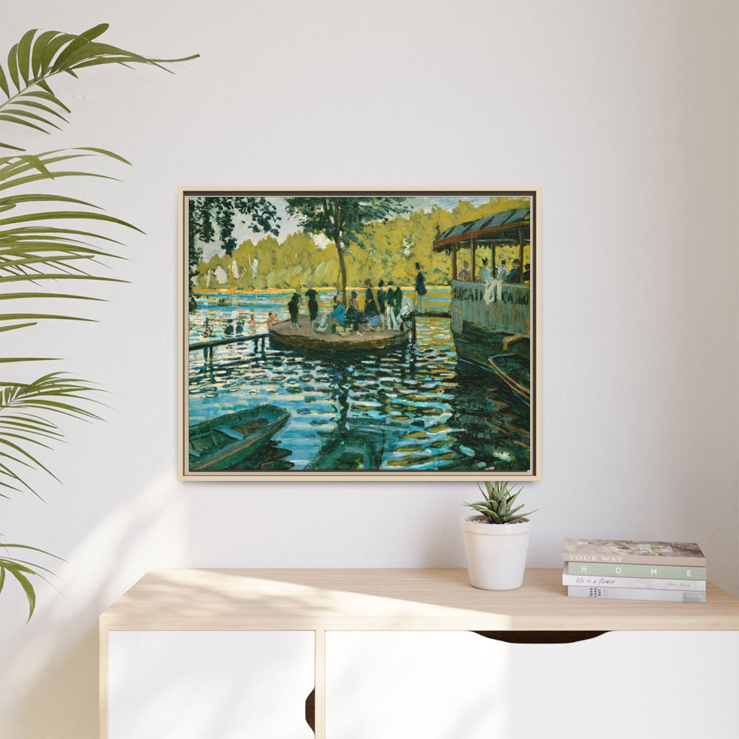 Monet, Claude - La Grenouillere (1869) - Matte Canvas, Framed