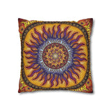 Solar Disc Mandala - Suede Square Pillowcase