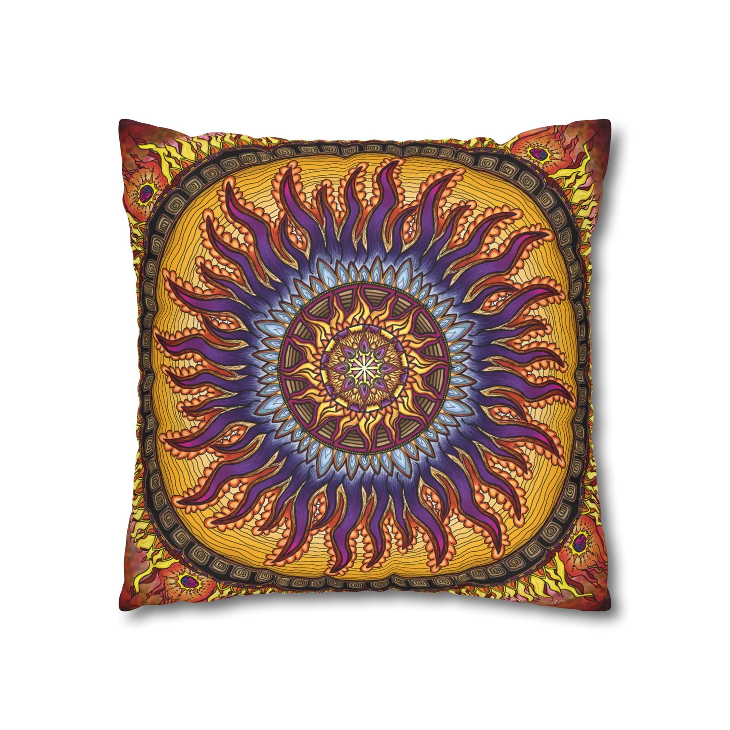Pacio, Adam - Solar Disc Mandala - Suede Square Pillowcase