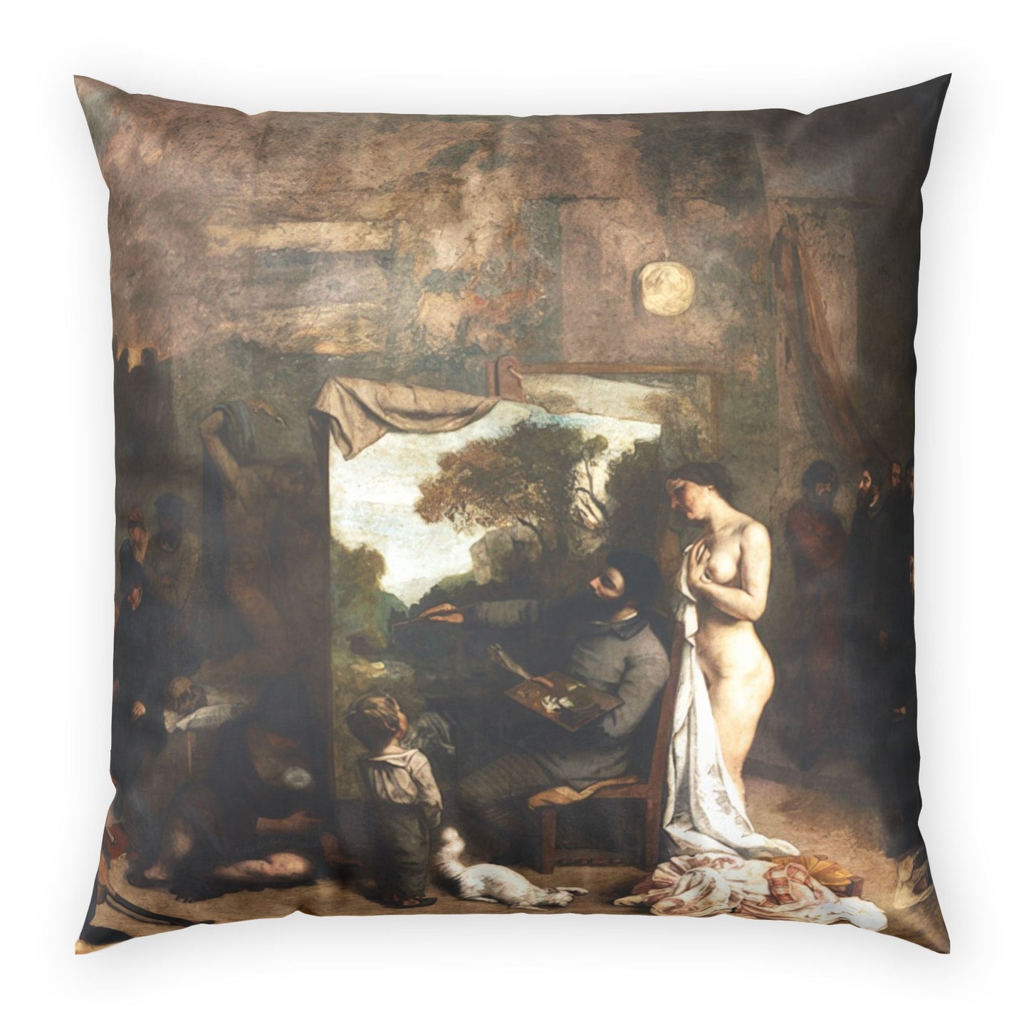 Courbet, Gustave - The Painter’s Studio (1855) - Poly Velvet Pillow