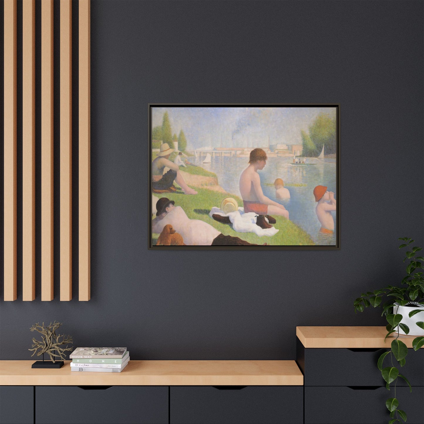 Seurat, Georges - Bathers at Asnières (1884) - Matte Canvas, Framed