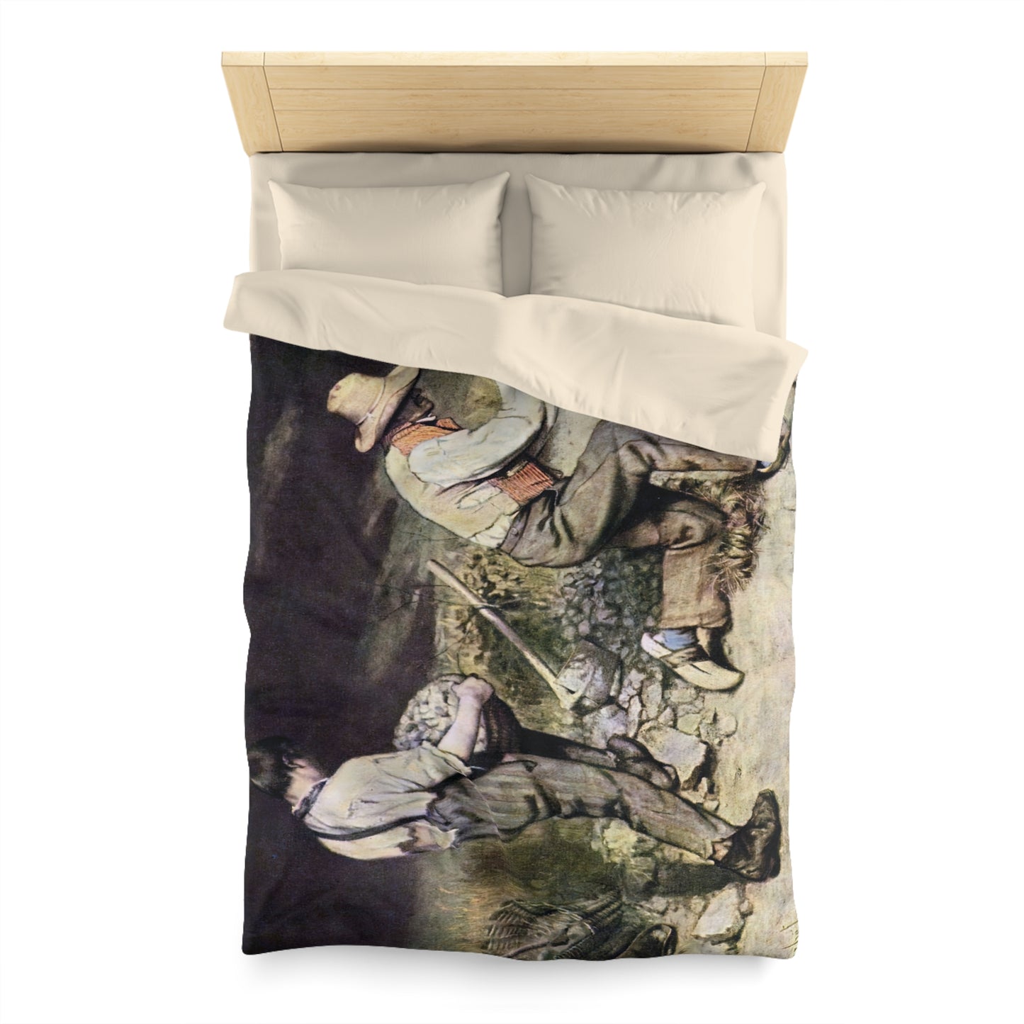 Courbet, Gustave - The Stone Breakers (1850) - Microfiber Duvet Cover