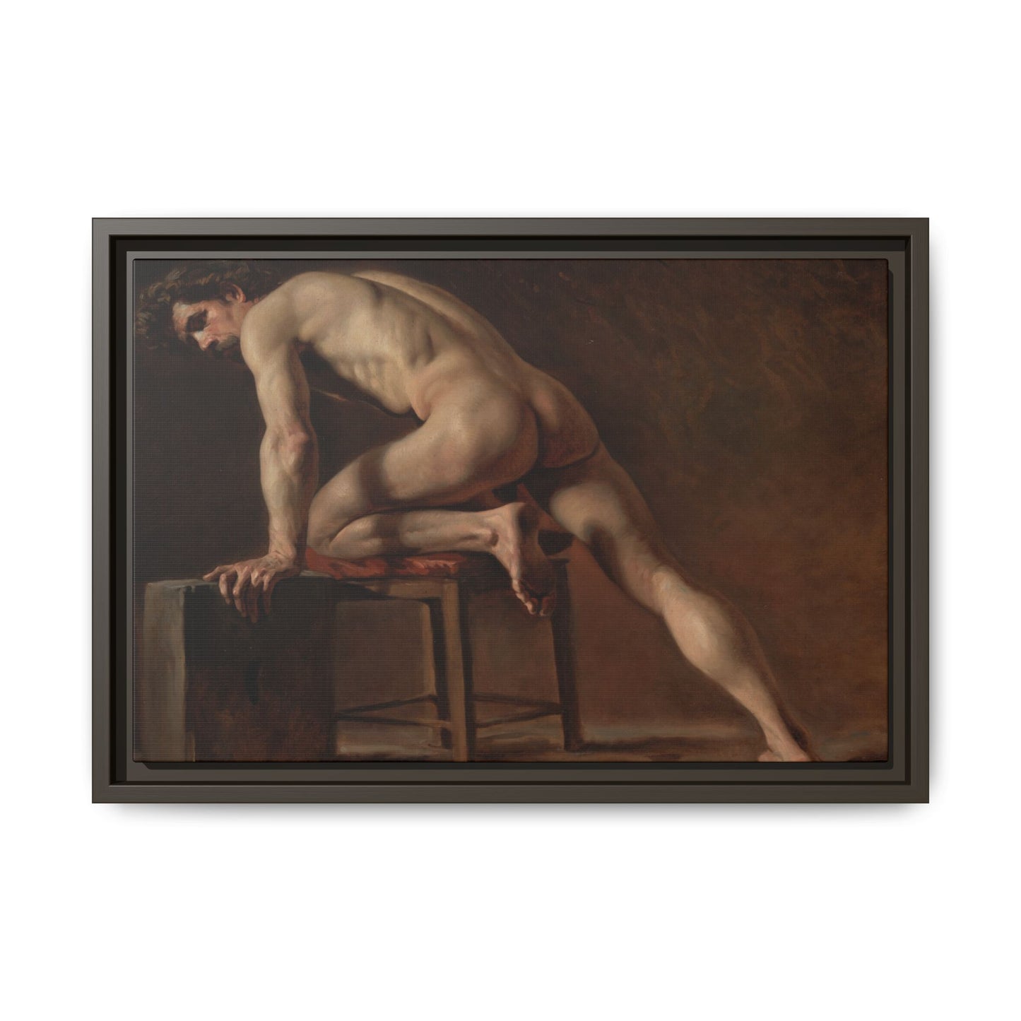 Courbet, Gustave - Study of a Nude Man (1840) - Matte Canvas, Framed