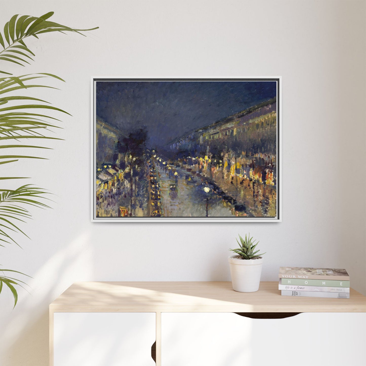 Pissarro, Camille - The Boulevard Montmartre At Night (1897) - Matte Canvas, Framed