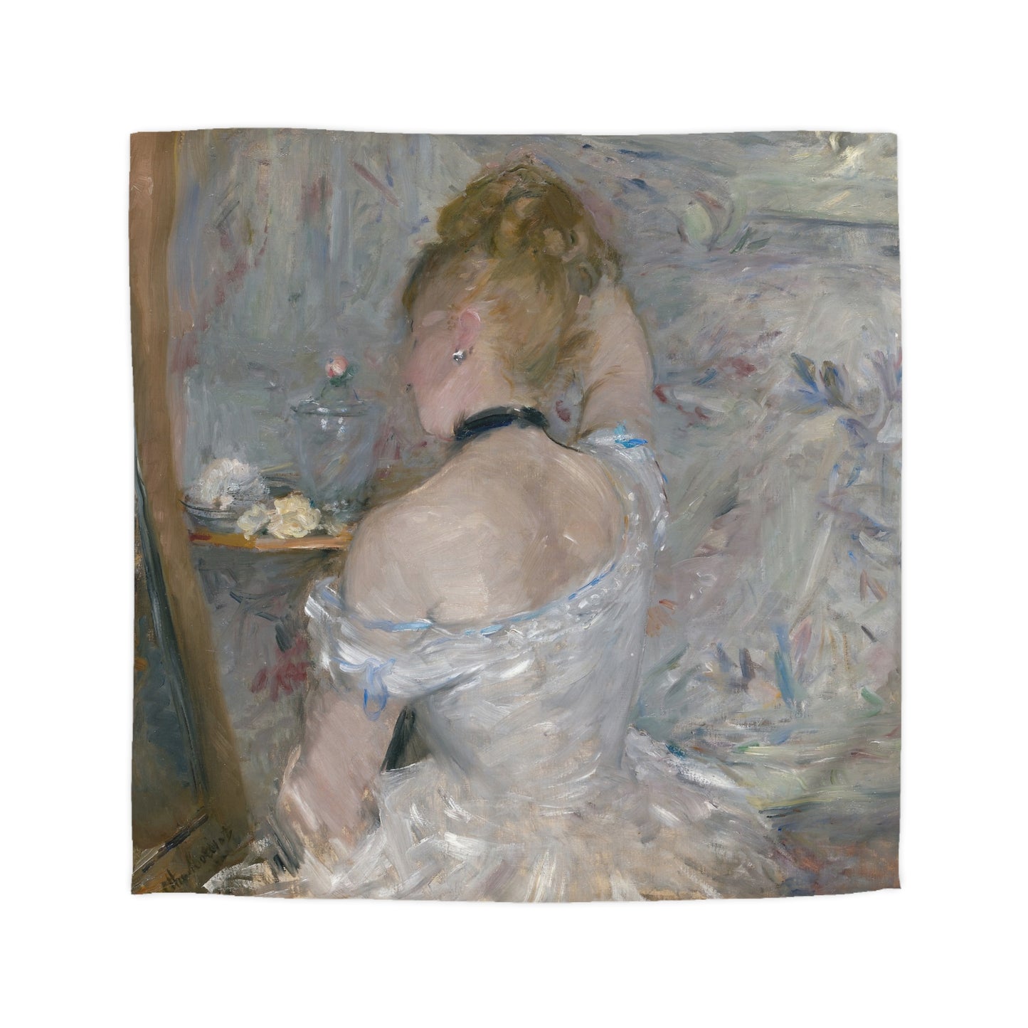 Morisot, Berthe - Woman at Her Toilette (1880) - Microfiber Duvet Cover