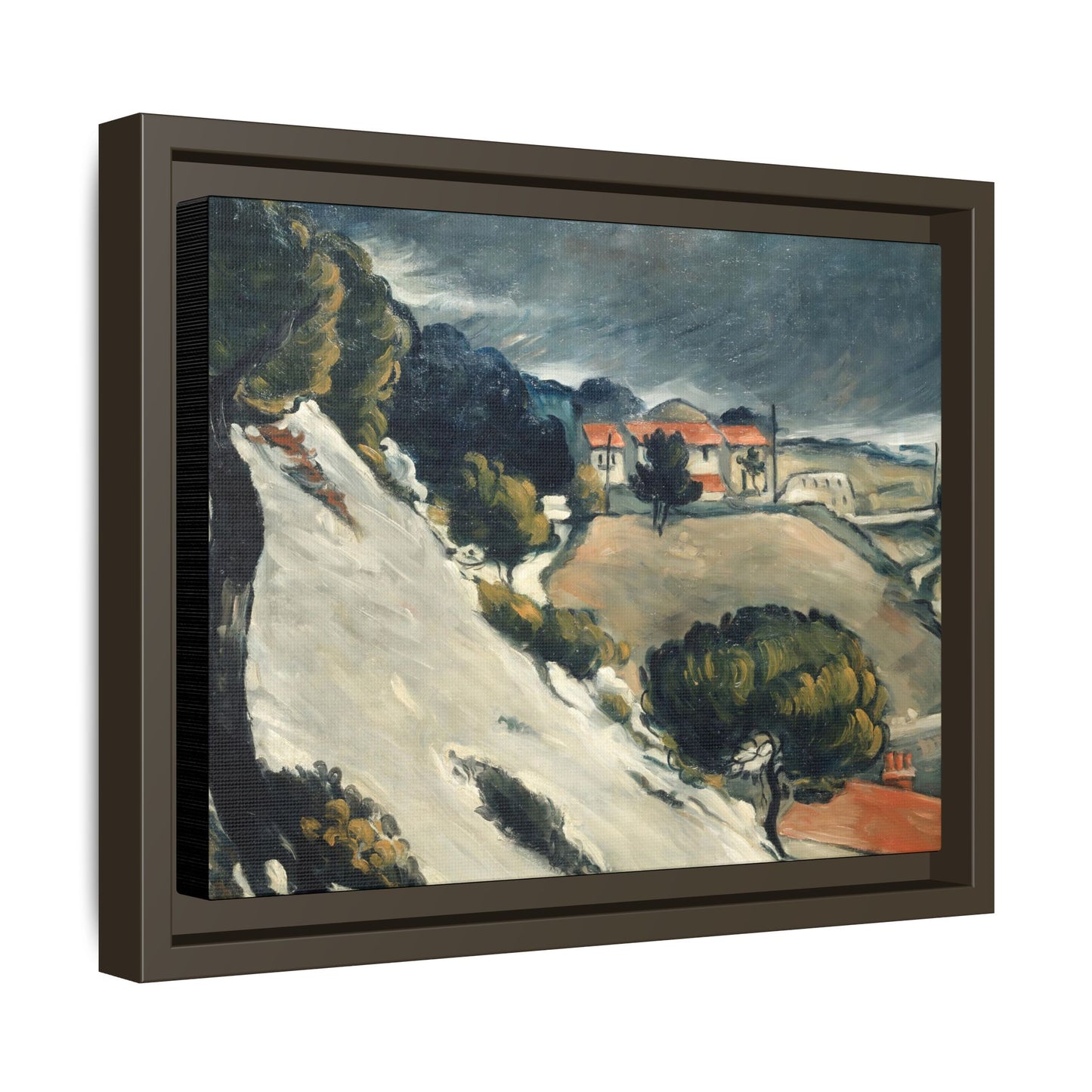 Cézanne, Paul - L’Estaque, Melting Snow (1870) - Matte Canvas, Framed