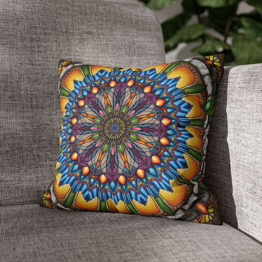 Pacio, Adam - Emerald Arrows Mandala - Suede Square Pillowcase