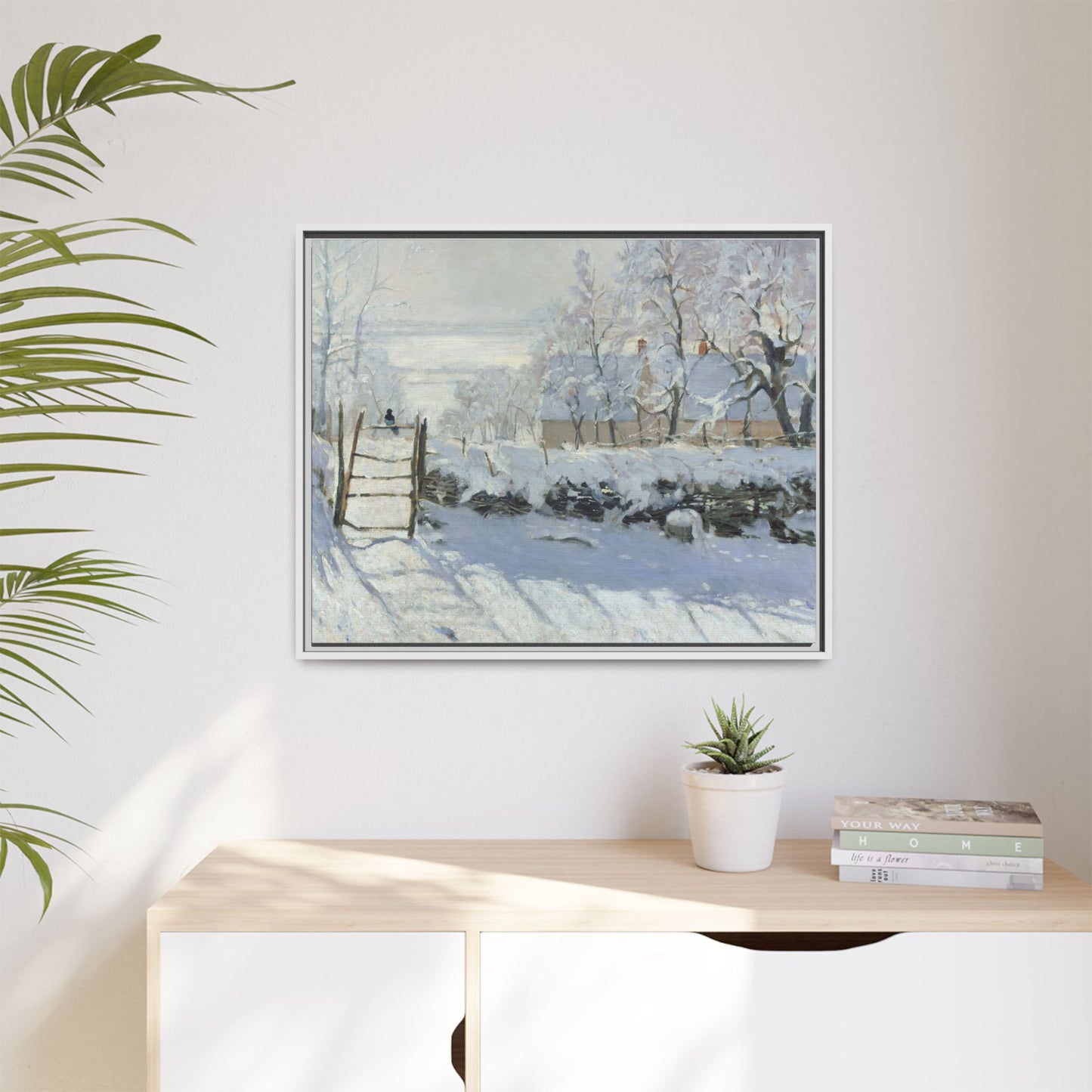 Monet, Claude - The Magpie (1868) - Matte Canvas, Framed