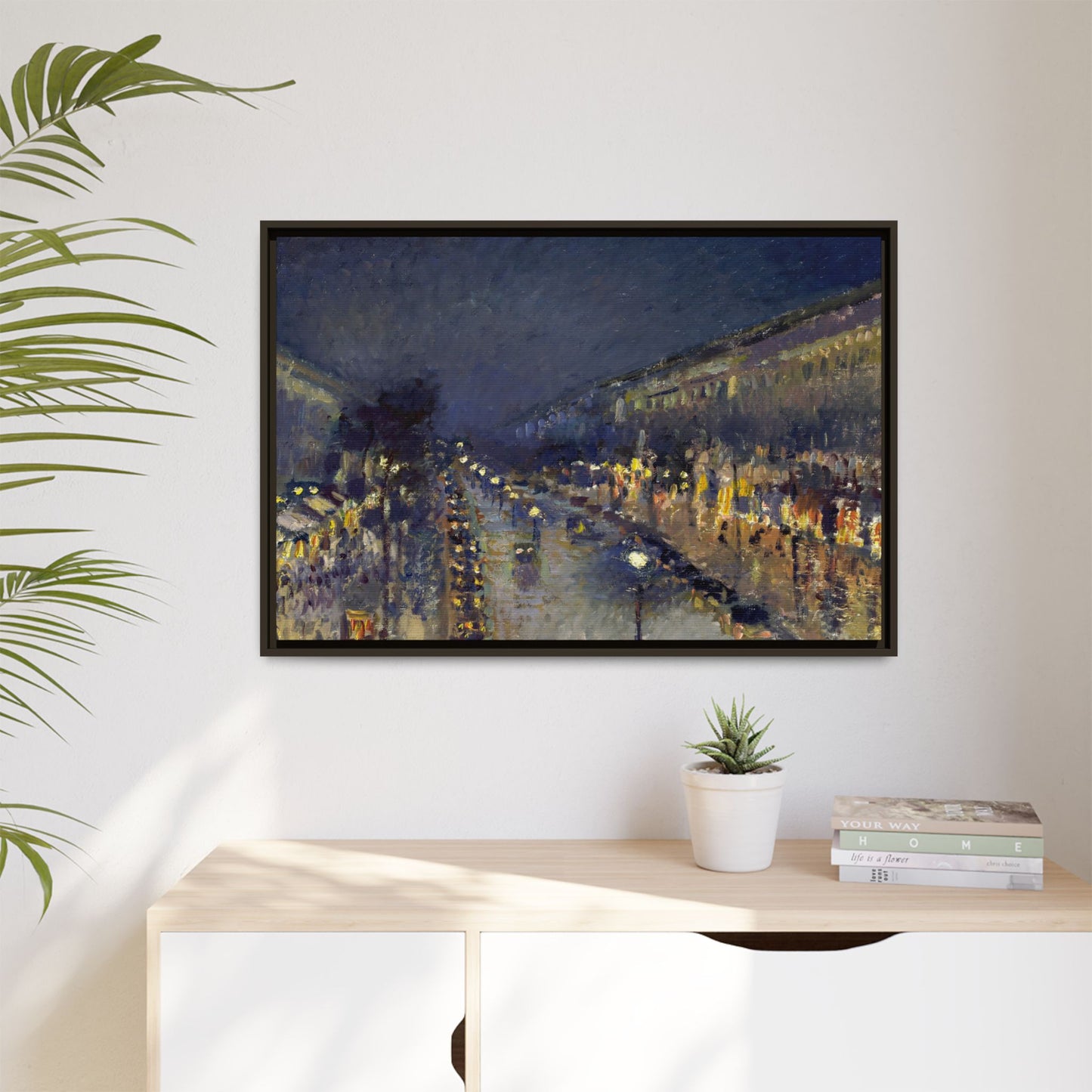 Pissarro, Camille - The Boulevard Montmartre At Night (1897) - Matte Canvas, Framed