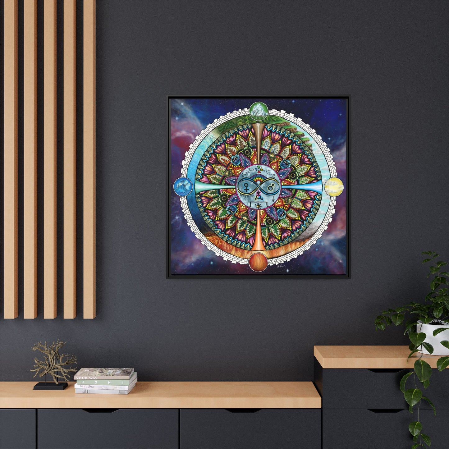 Lunar Rites Mandala - Framed Matte Canvas