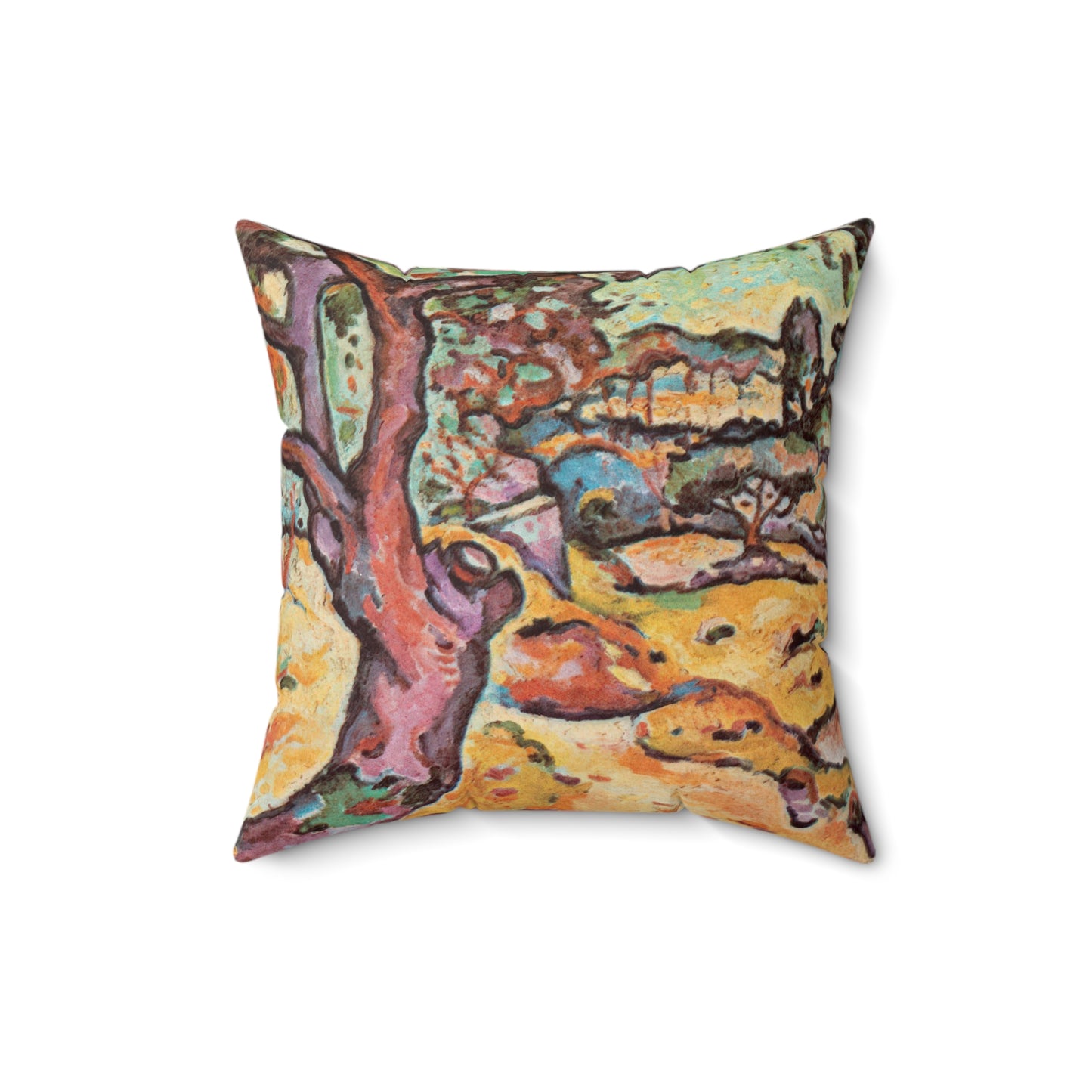 Braque, Georges - Olive Tree near L'Estaque (1906) - Suede Square Pillow