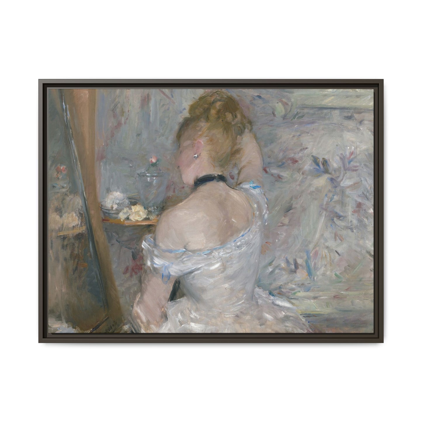 Morisot, Berthe - Woman at Her Toilette (1880) - Matte Canvas, Framed
