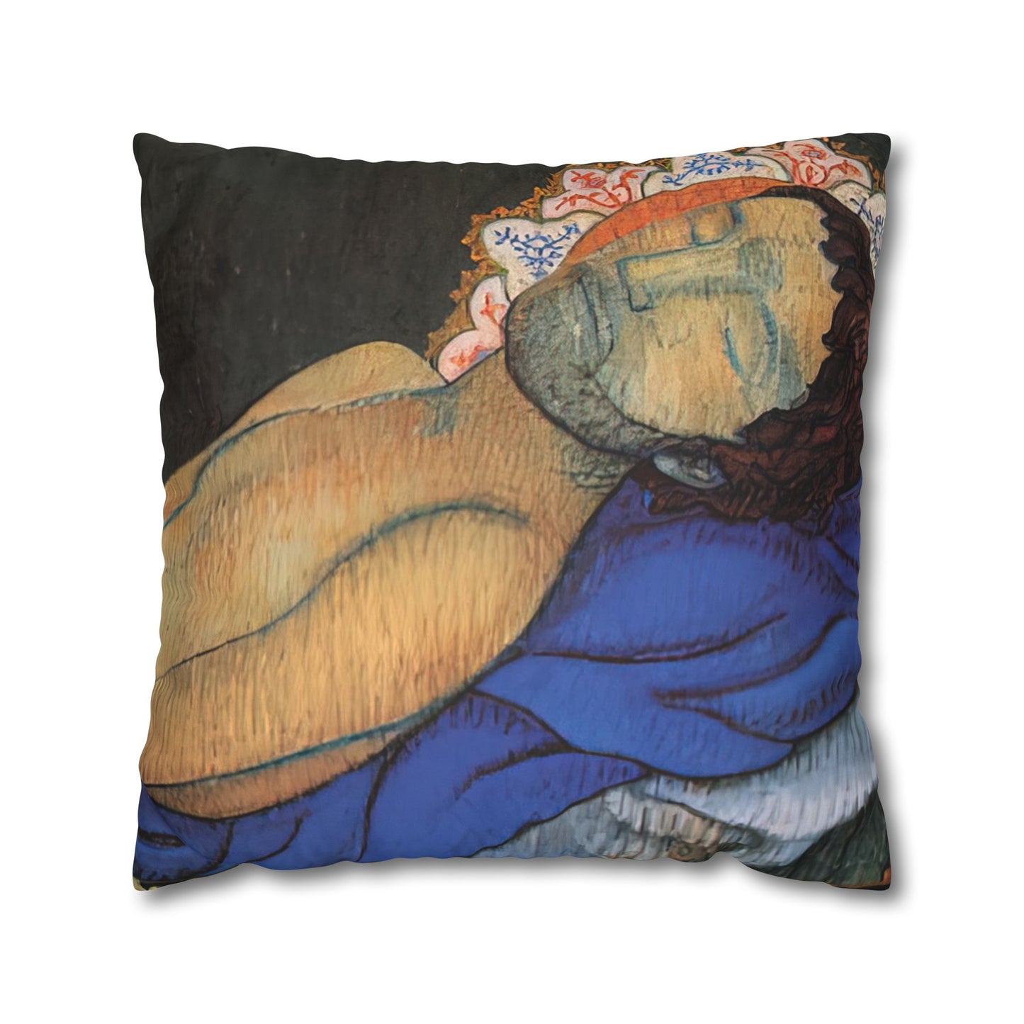 Filiger, Charles - The Recumbent Christ (1895) - Suede Square Pillowcase