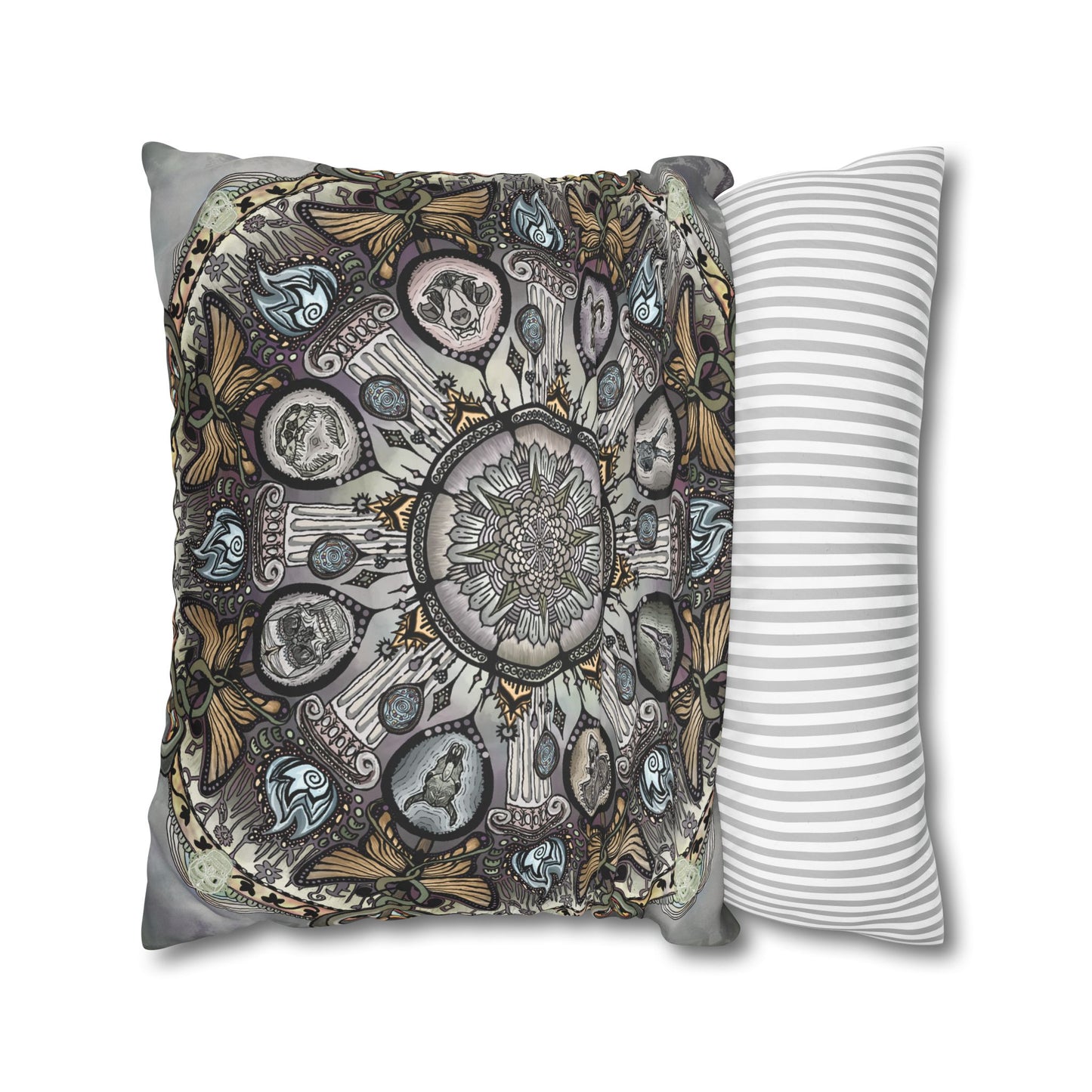 Pacio, Adam - Memento Mori Mandala - Suede Square Pillowcase
