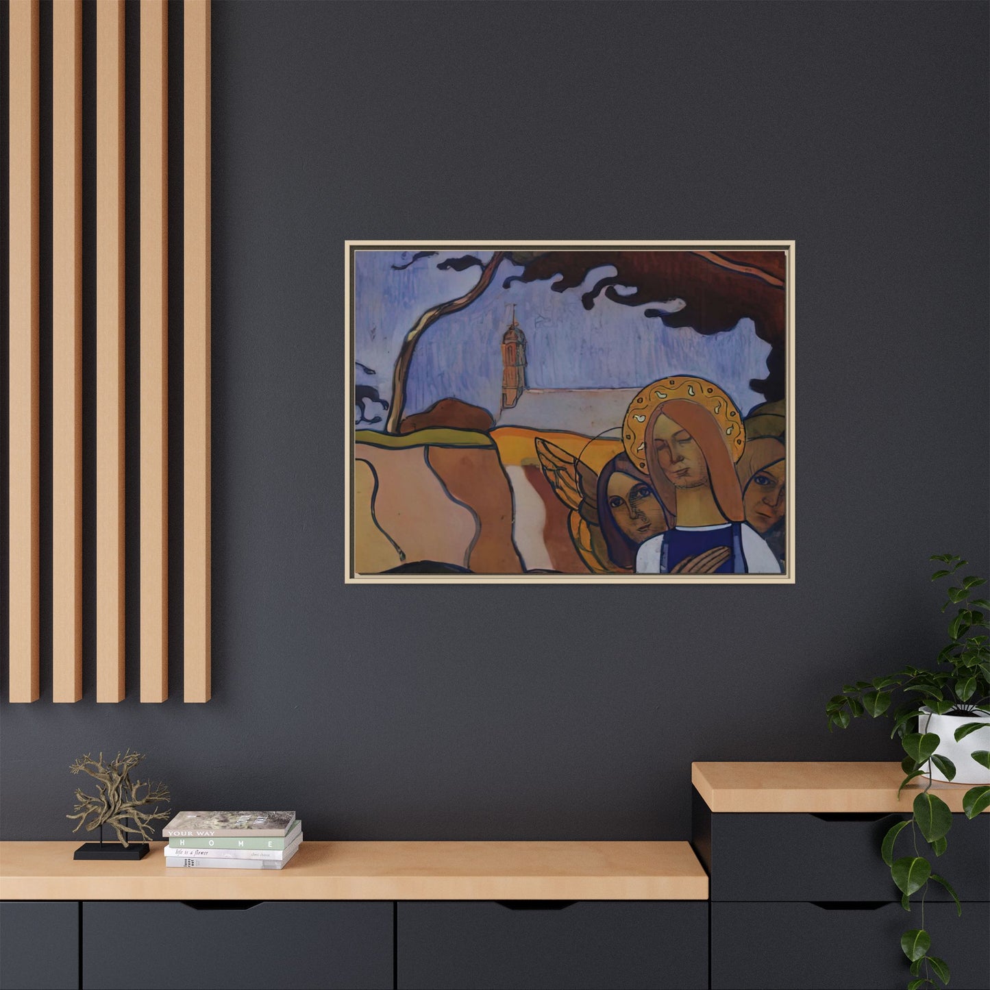 Filiger, Charles - Virgin and Two Angels (1895) - Matte Canvas, Framed
