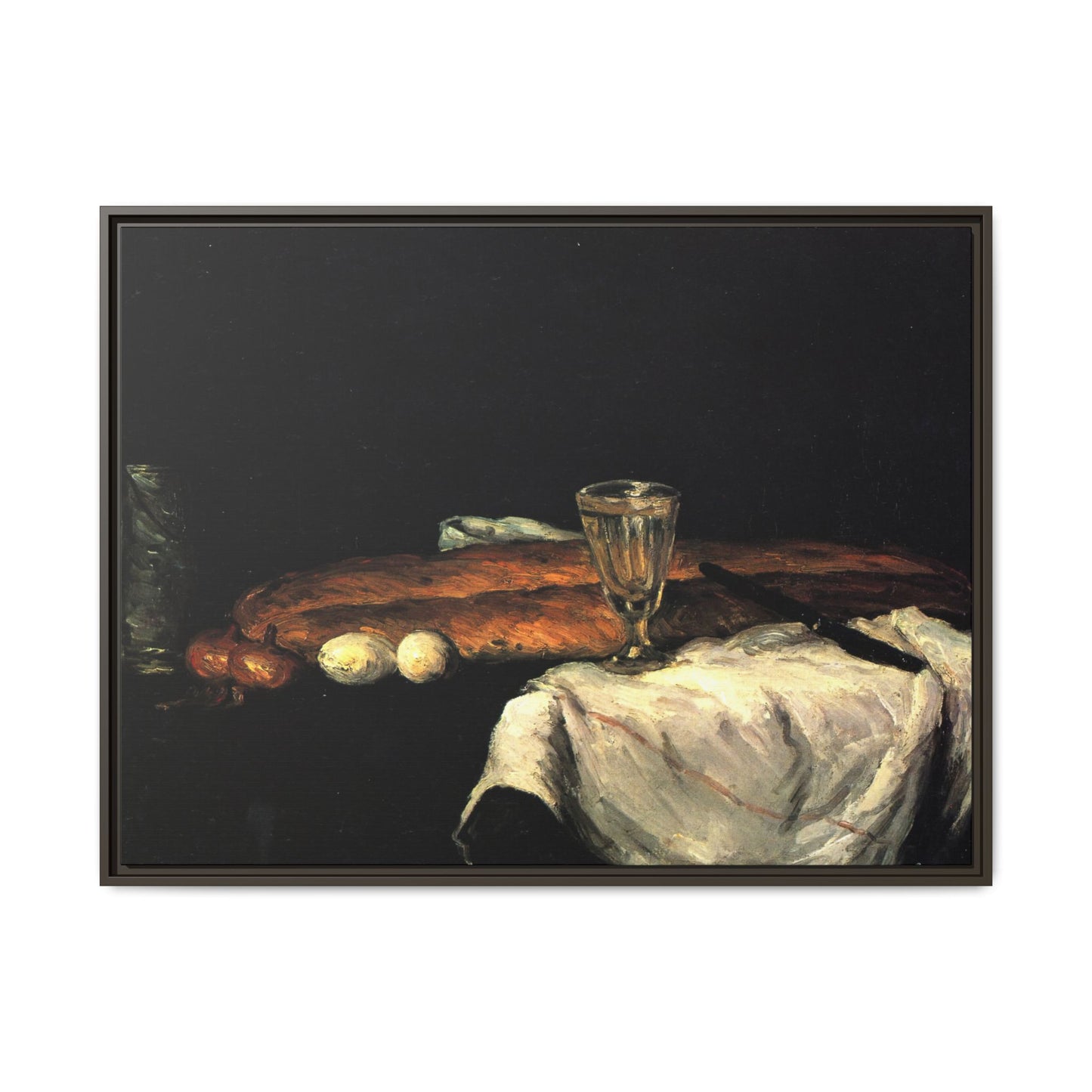 Cézanne, Paul - Still Life with Bread and Eggs (1865) - Matte Canvas, Framed
