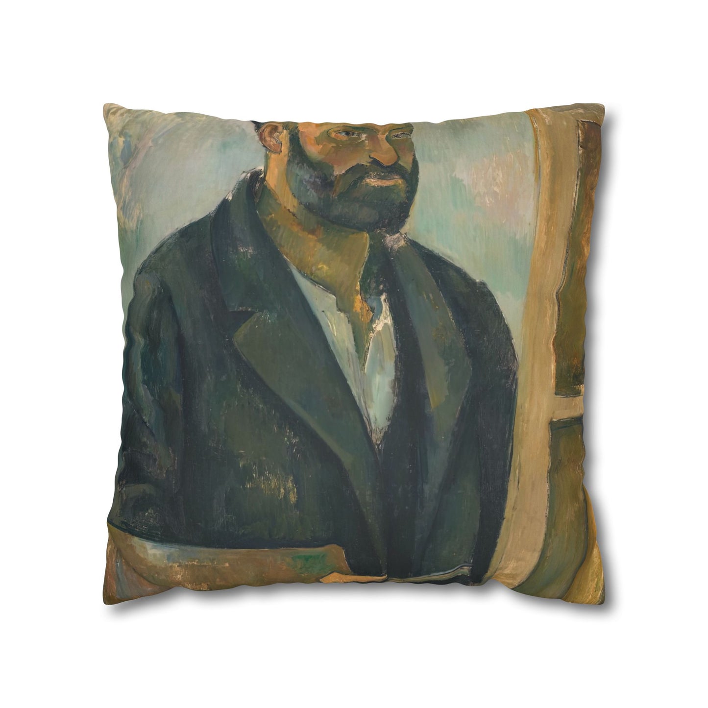 Cézanne, Paul - Portrait of the Artist with a Palette (1890) - Suede Square Pillowcase