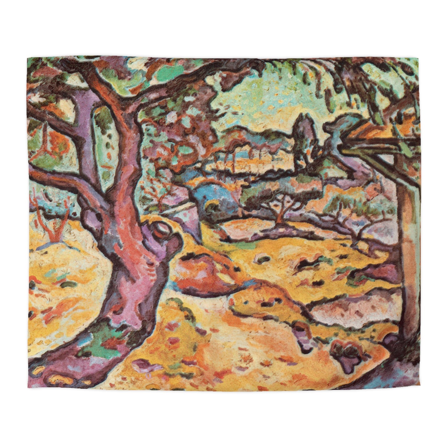 Braque, Georges - Olive Tree near L'Estaque (1906) - Microfiber Duvet Cover