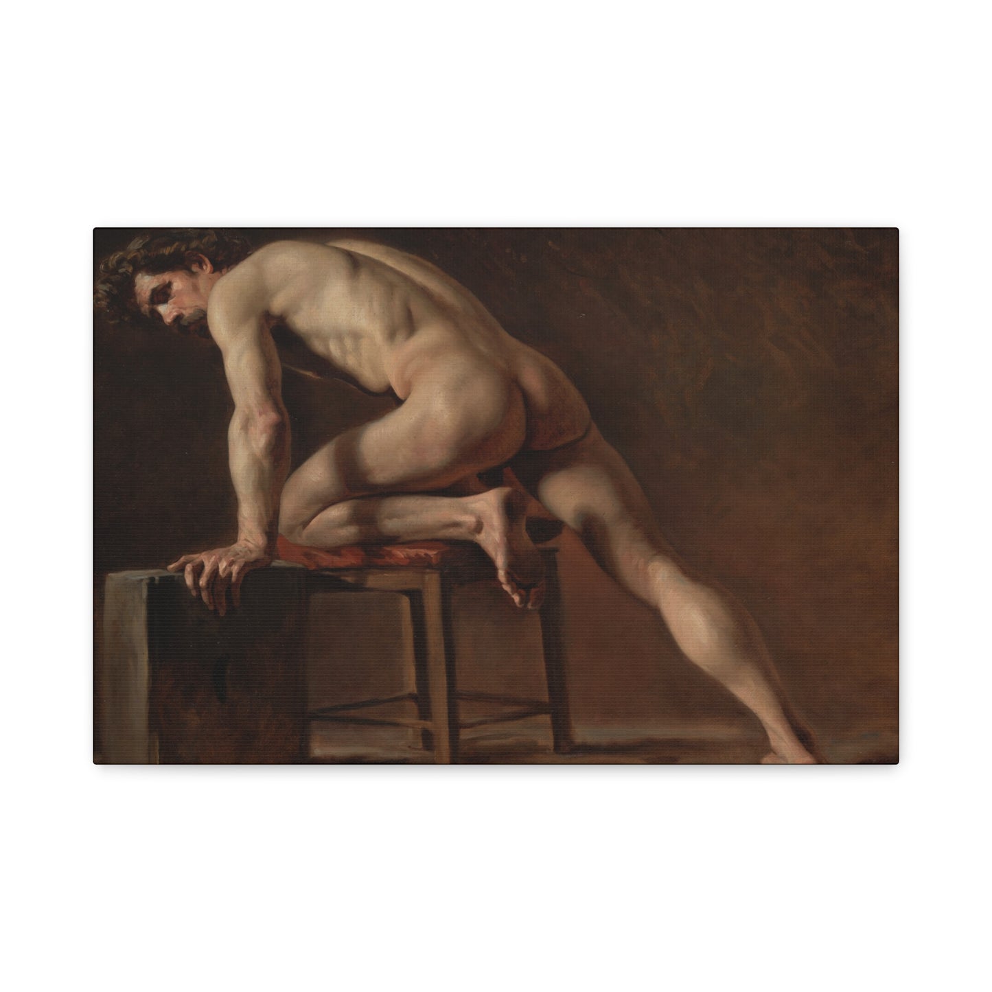Courbet, Gustave - Study of a Nude Man (1840) - Canvas Block, unframed