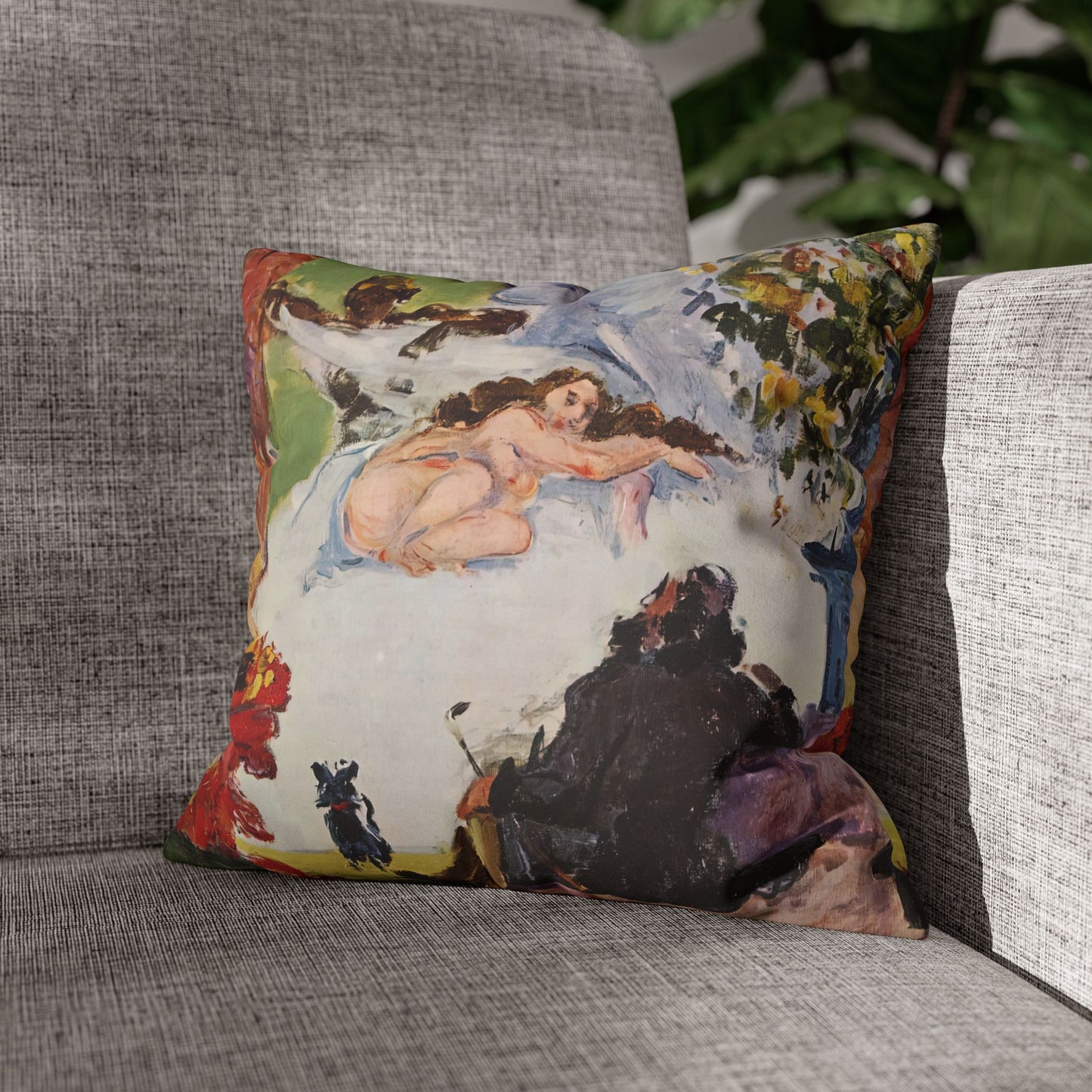 Cézanne, Paul - A Modern Olympia (1874) - Suede Square Pillowcase