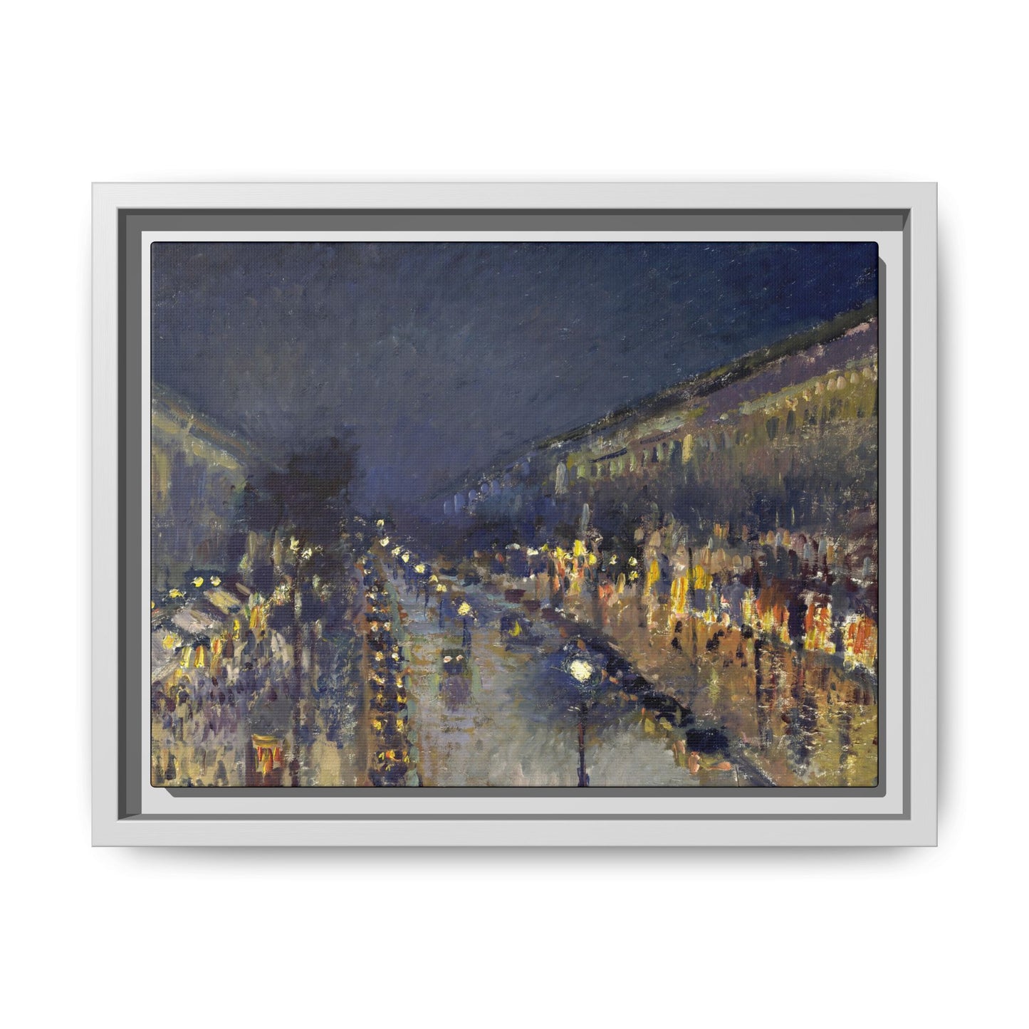Pissarro, Camille - The Boulevard Montmartre At Night (1897) - Matte Canvas, Framed