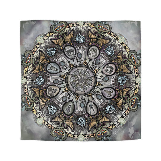 Memento Mori Mandala - Microfiber Duvet Cover