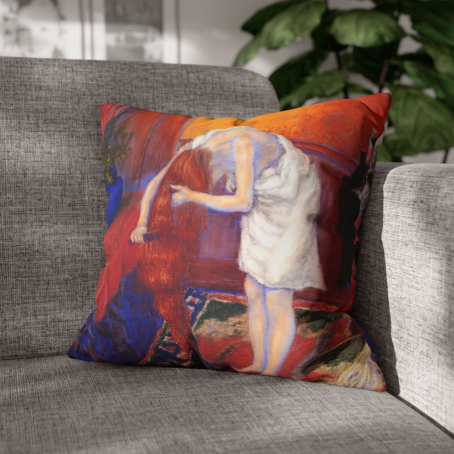 Ranson, Paul - The Golden Head of Hair (1909) - Suede Square Pillowcase