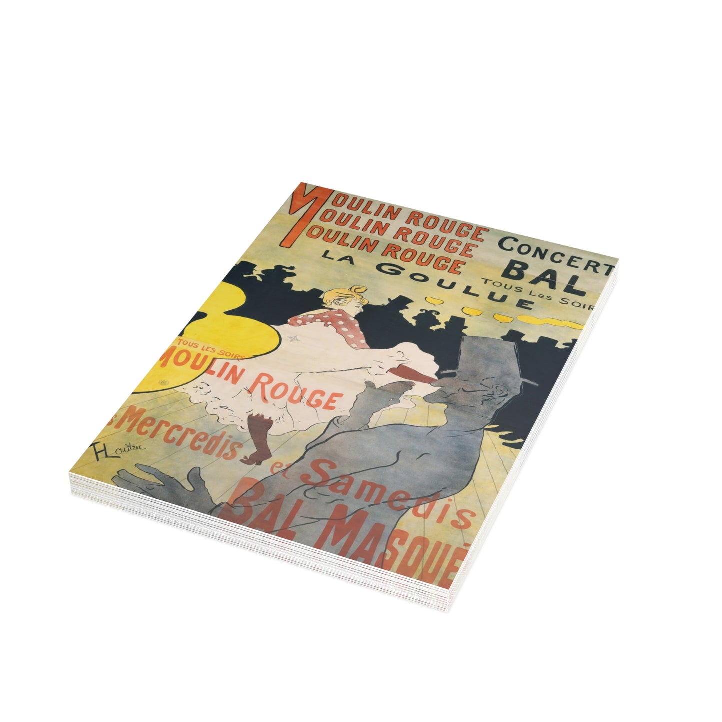 Toulouse-Lautrec, Henri - Moulin Rouge - La Goulue (1891) - Postcard Bundles with Envelopes Included
