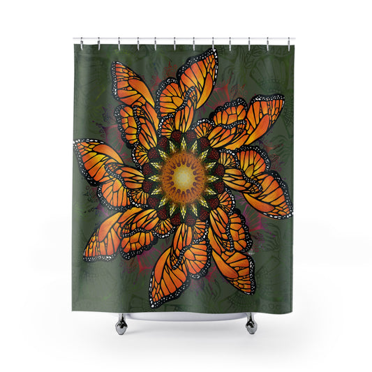 Monarch Butterfly Mandala - Shower Curtains