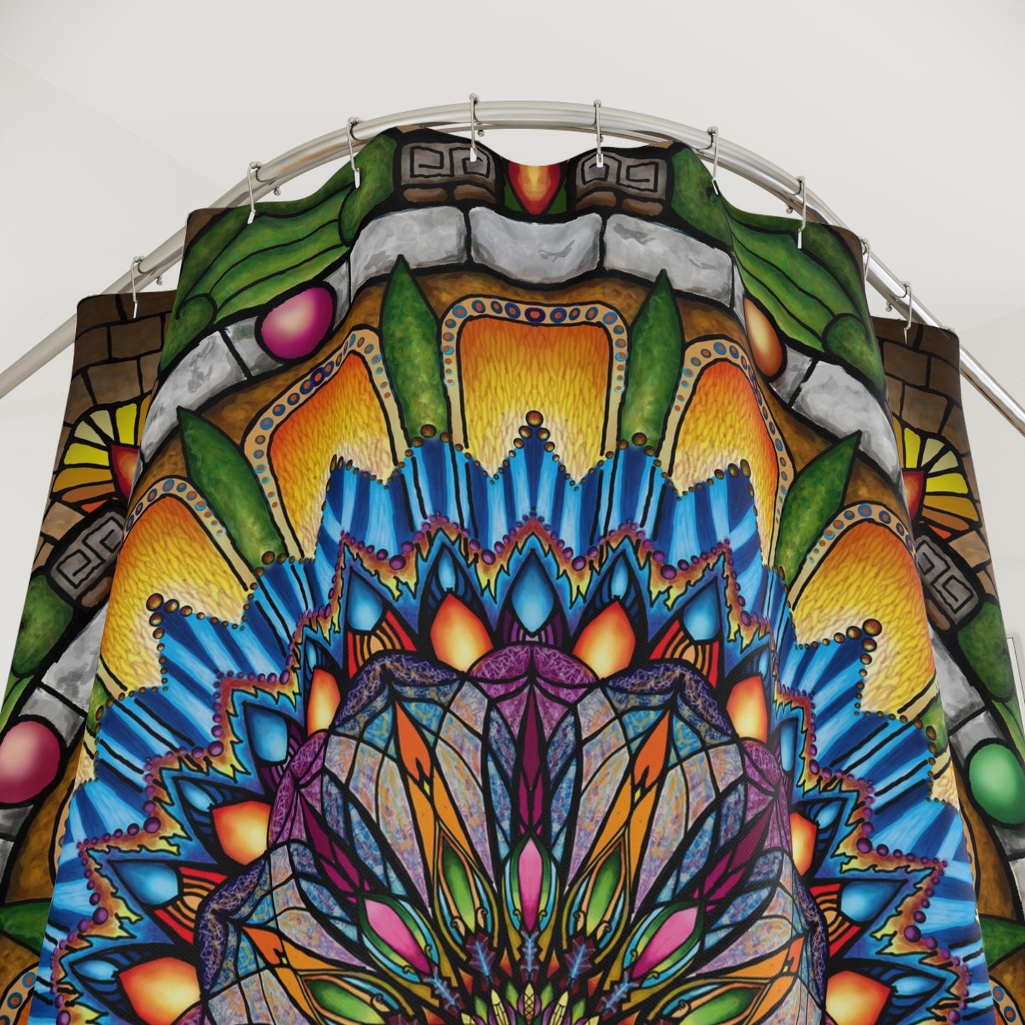 Emerald Arrows Mandala - Shower Curtains