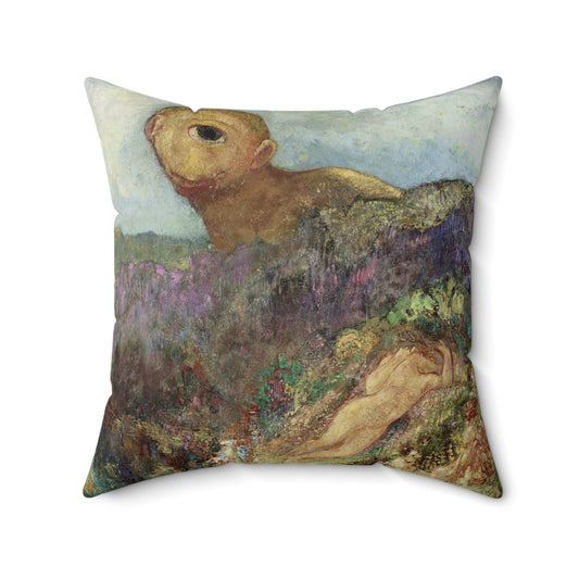 Redon, Odilon - The Cyclops (1914) - Suede Square Pillow