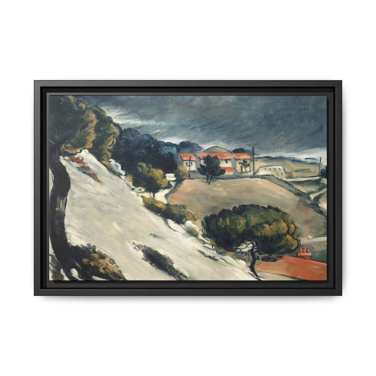 Cézanne, Paul - L’Estaque, Melting Snow (1870) - Matte Canvas, Framed