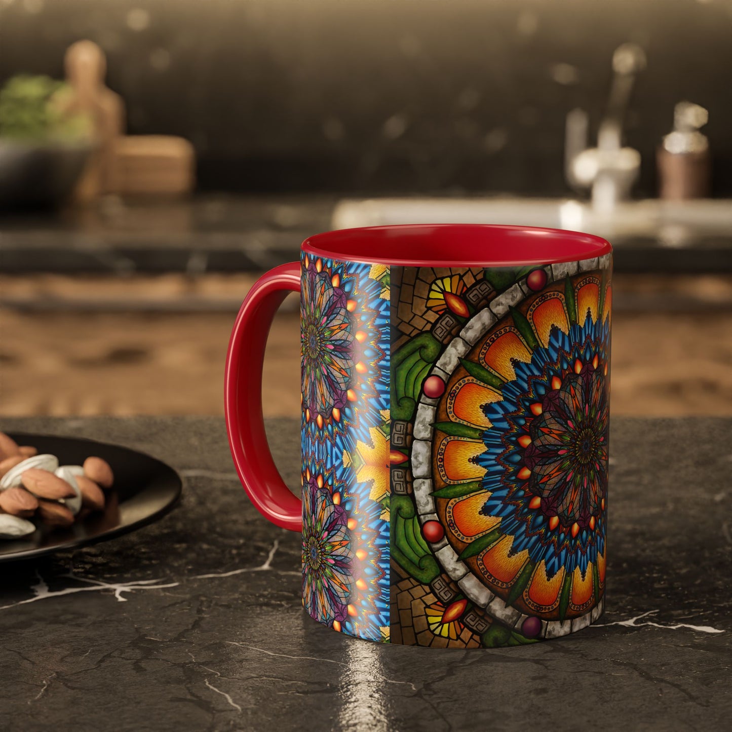 Pacio, Adam - Emerald Arrows Mandala - Colorful Accent Mugs