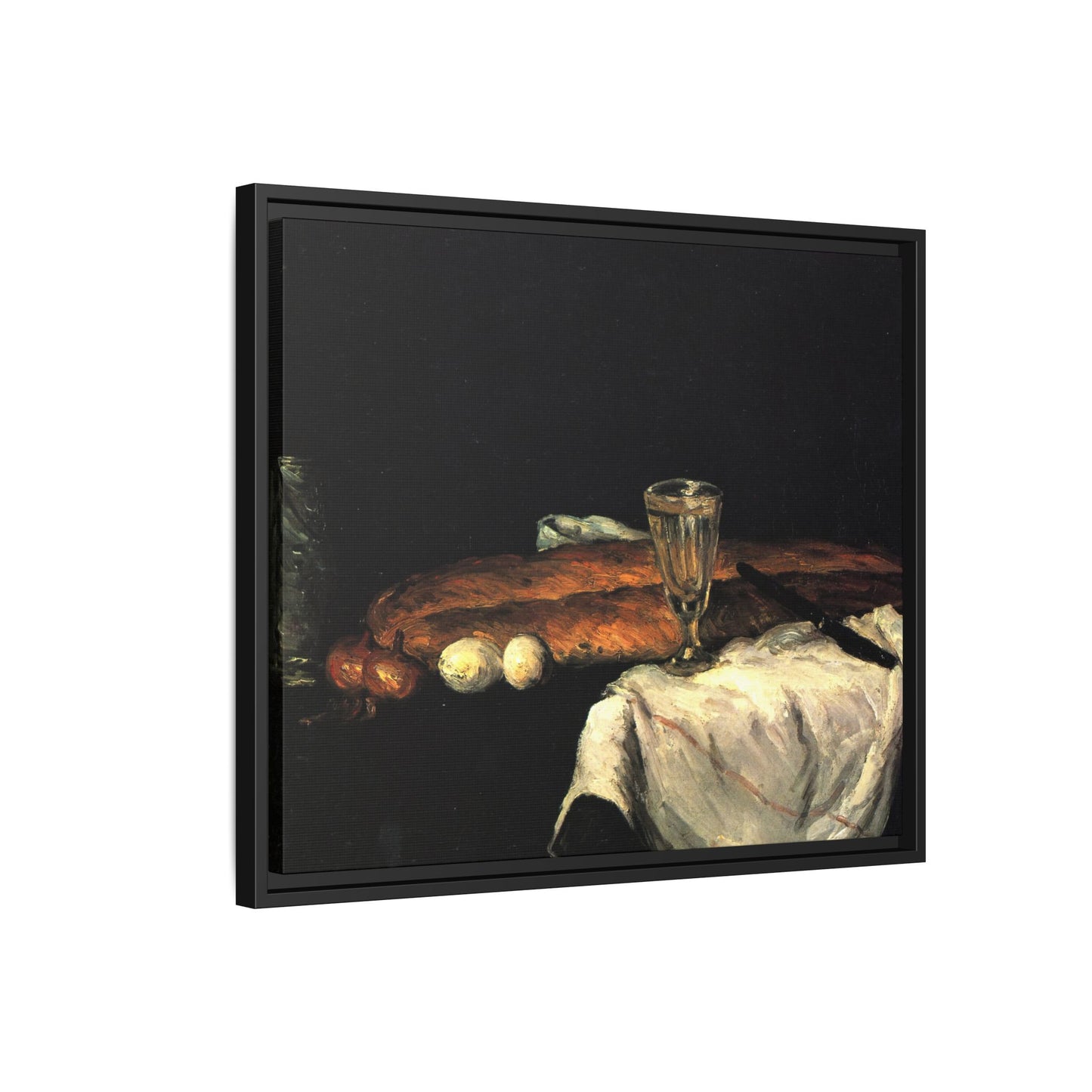 Cézanne, Paul - Still Life with Bread and Eggs (1865) - Matte Canvas, Framed