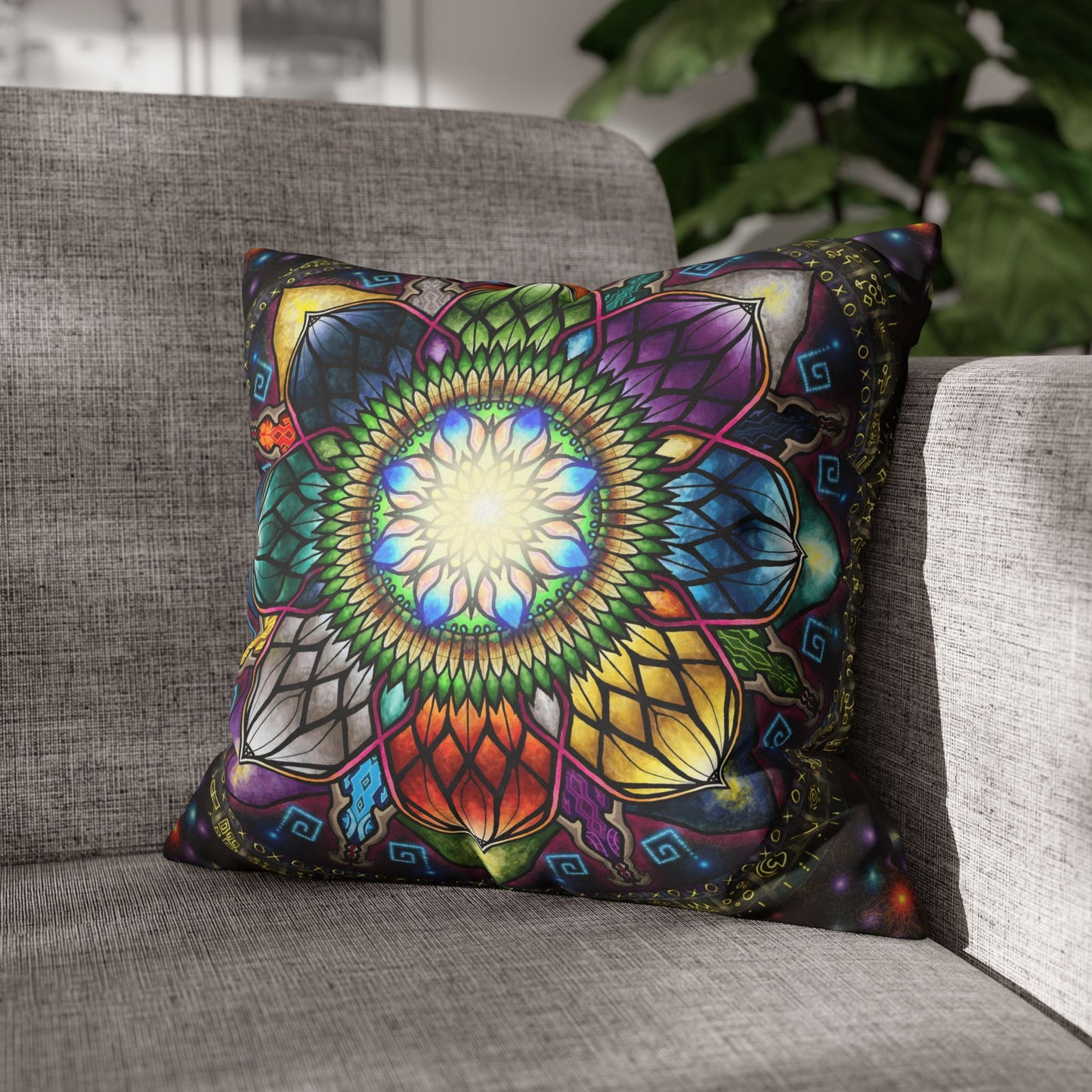 Pacio, Adam - Mystic Jewel Mandala - Suede Square Pillowcase