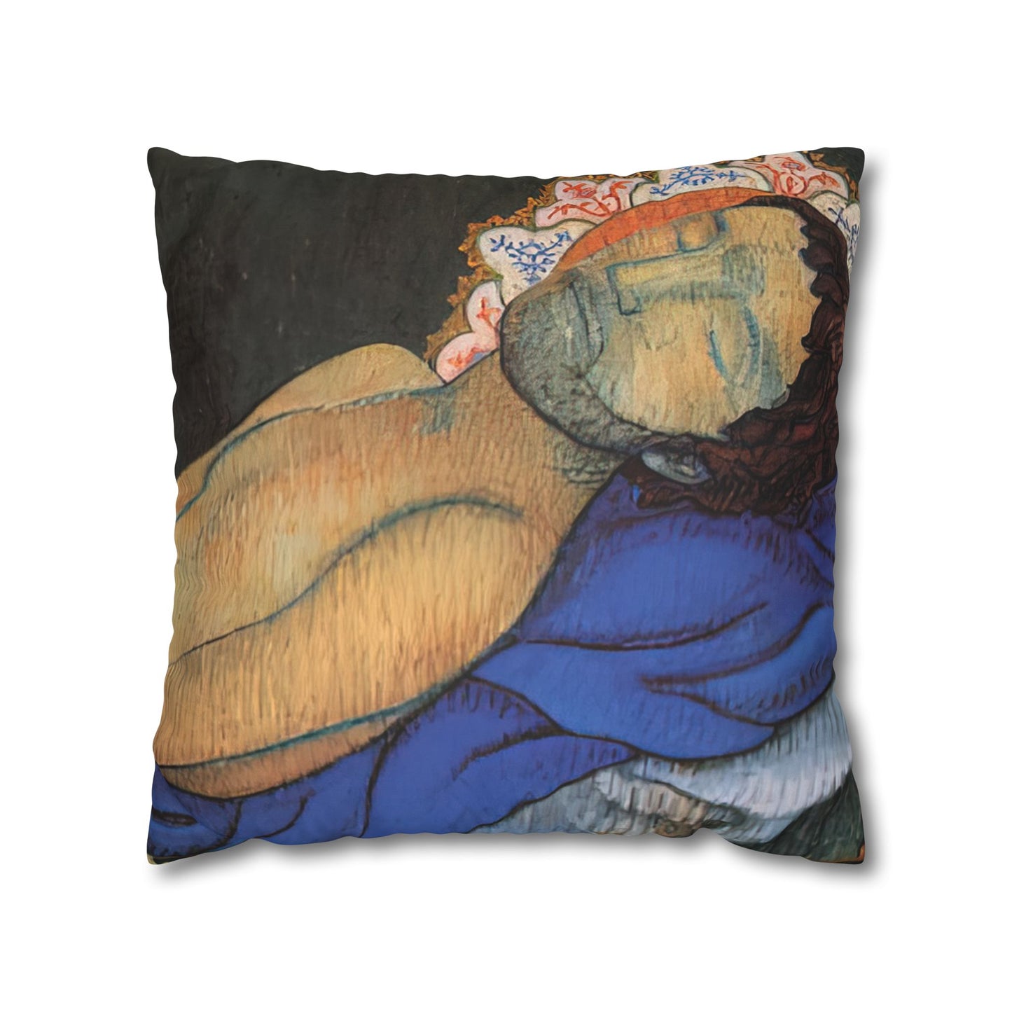 Filiger, Charles - The Recumbent Christ (1895) - Suede Square Pillowcase
