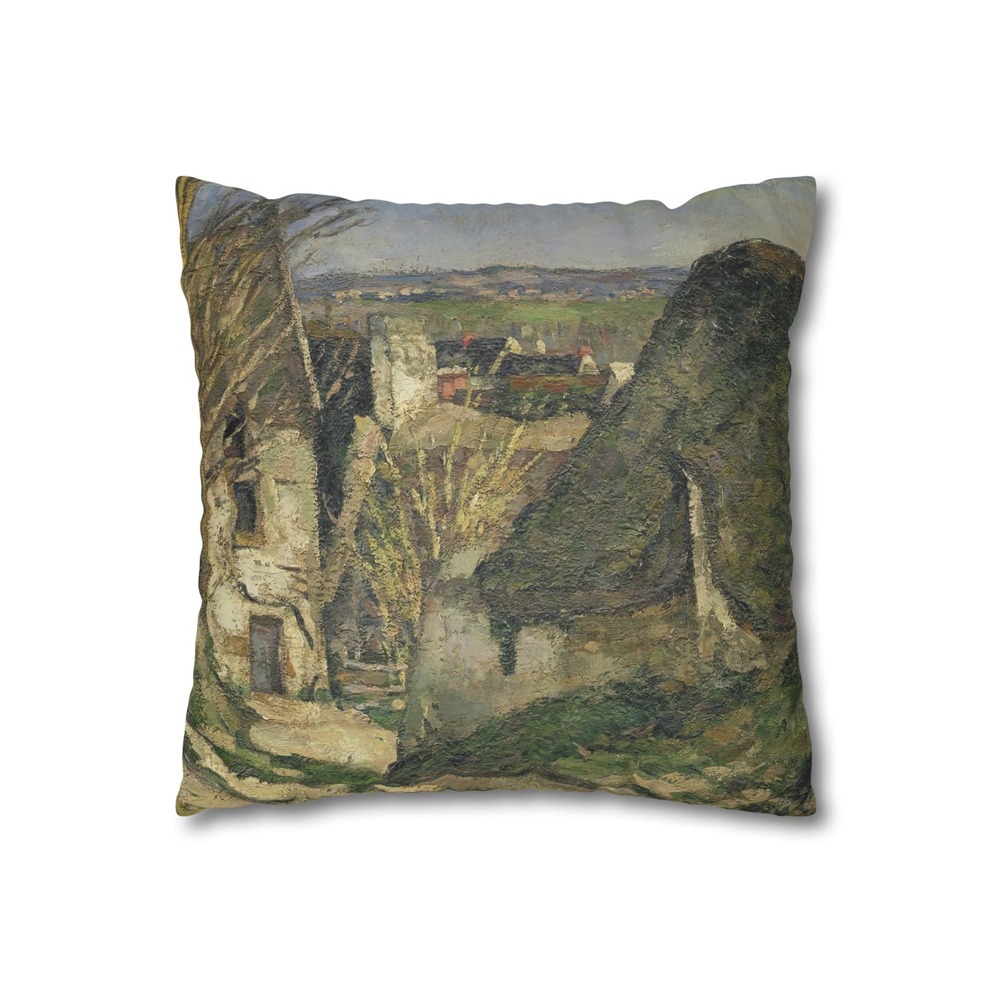 Cézanne, Paul - The House of the Hanged Man, Auvers-sur-Oise (1874) - Suede Square Pillowcase