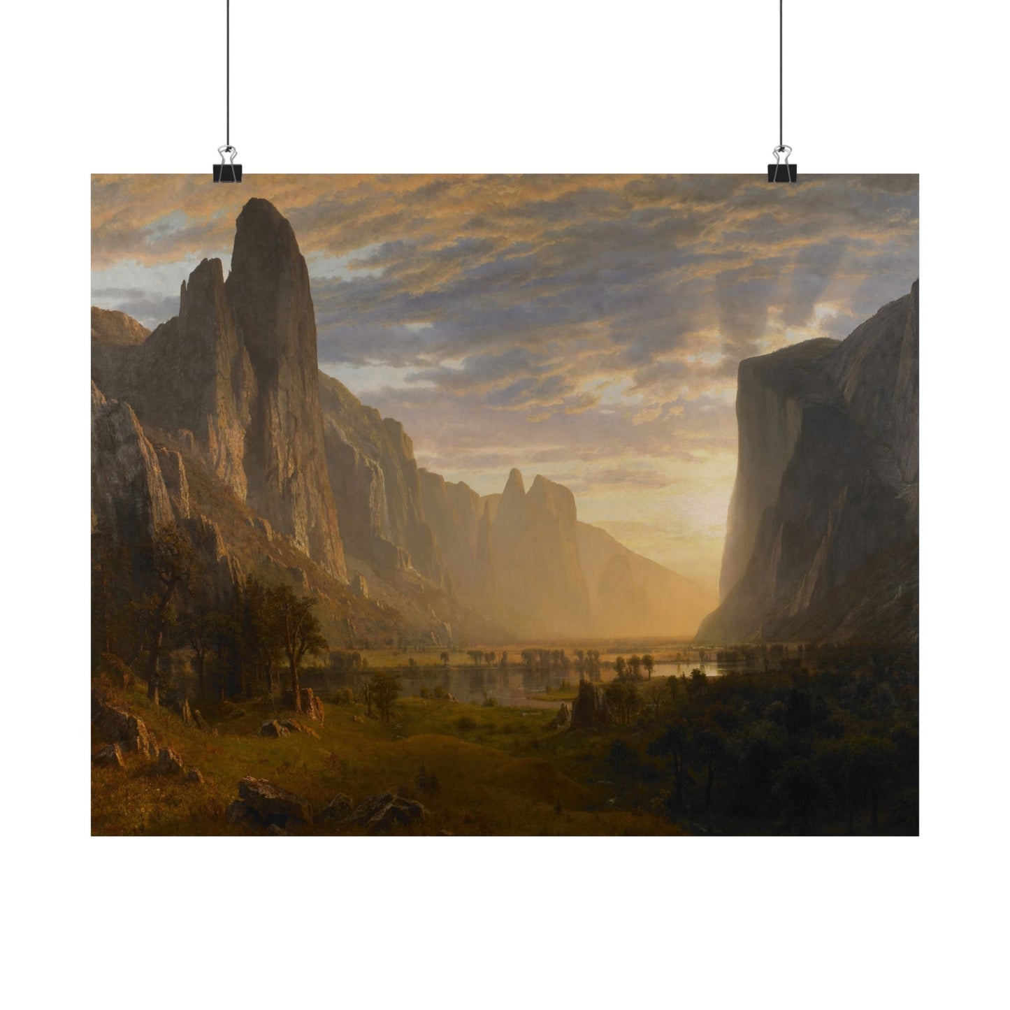 Bierstadt, Albert - Looking Down Yosemite Valley (1865) - Satin Posters
