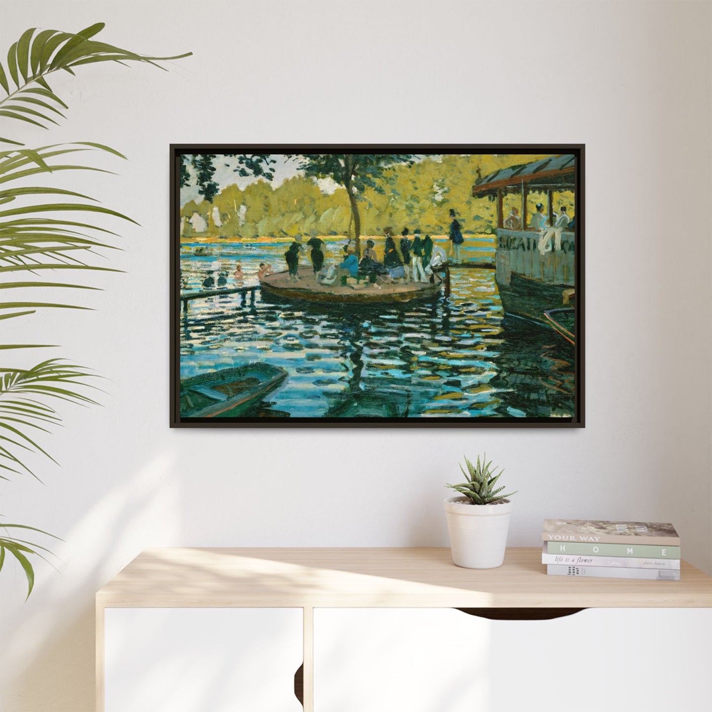 Monet, Claude - La Grenouillere (1869) - Matte Canvas, Framed